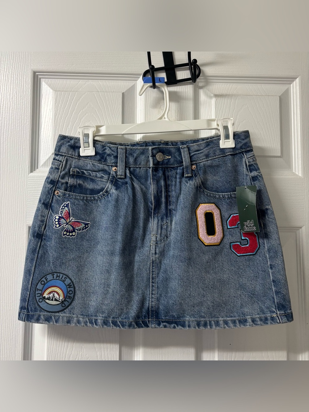 Wild Fable Patchwork A-Line Denim Mini Skirt Size 2 NEW